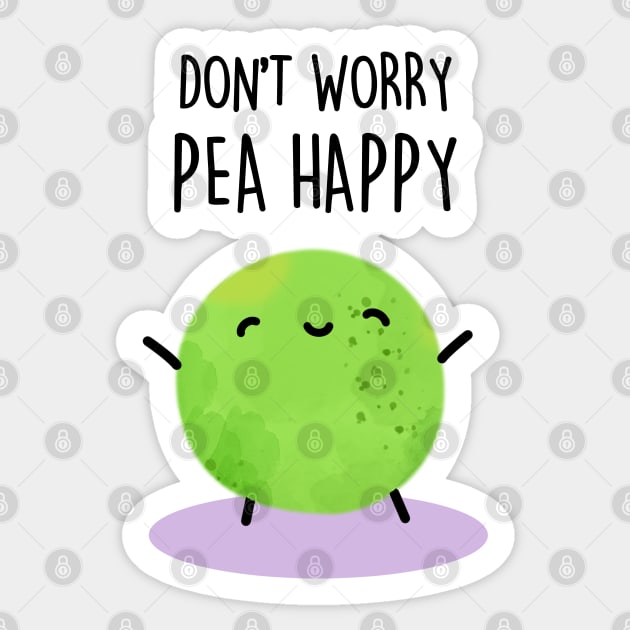 Don't Worry Pea Happy Cute Encouragement Pea Pun Sticker by punnybone